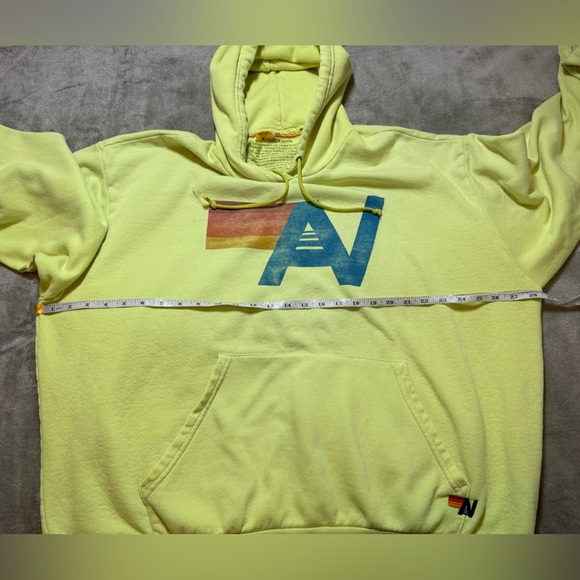 Aviator Nation Hoodie Pullover Sweatshirt Size XL Neon Yellow Oversized Retro - Picture 3 of 8